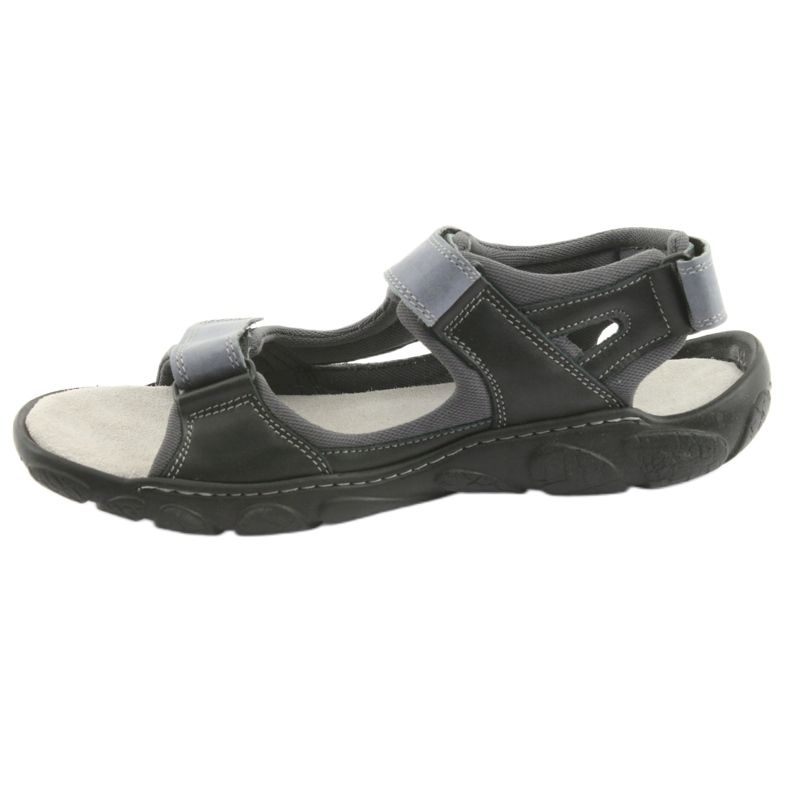 Naszbut Sandali in pelle maschile con velcro 043 nero e grigio 2