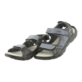 Naszbut Sandali in pelle maschile con velcro 043 nero e grigio 3