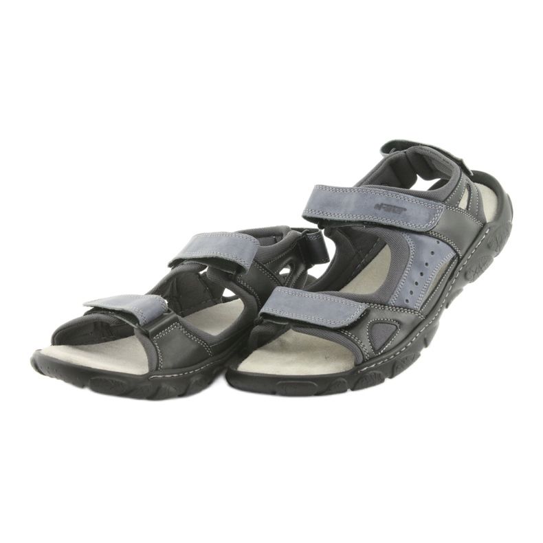 Naszbut Sandali in pelle maschile con velcro 043 nero e grigio 3