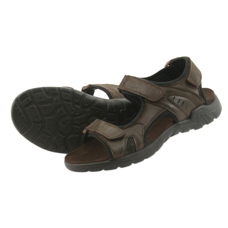 American Club Sandali sportivi in ​​pelle americana CY11 marrone nero 4