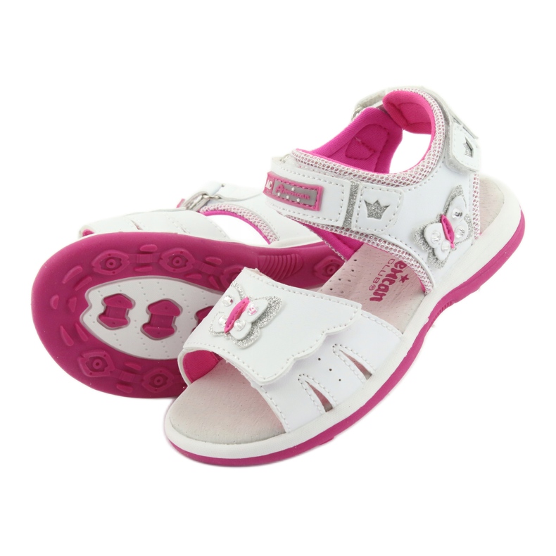 American Club Sandali delle ragazze con inserto in pelle bianca/rosa DR09 Butterfly DR09 bianco 4