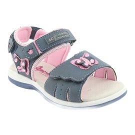 American Club Sandali da bambina farfalla in denim americano DR09 blu rosa 1
