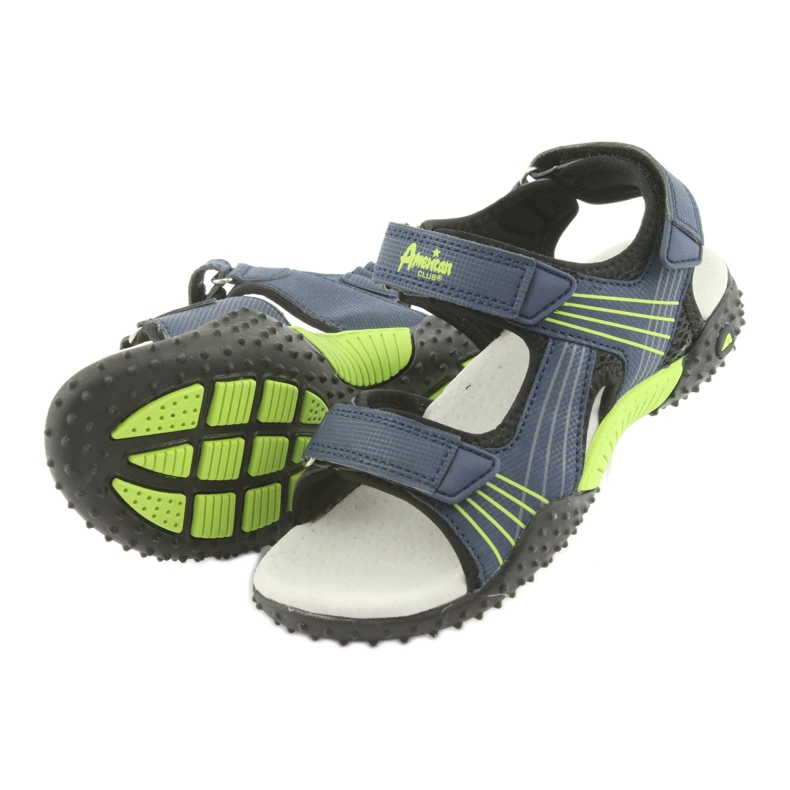 Sandali blu navy American Club HL16 per bambino nero verde 4