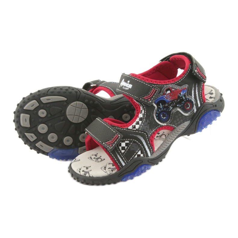 American Club Sandals Mostro Truck HL18 Inserto in pelle nera/rosso nero 4