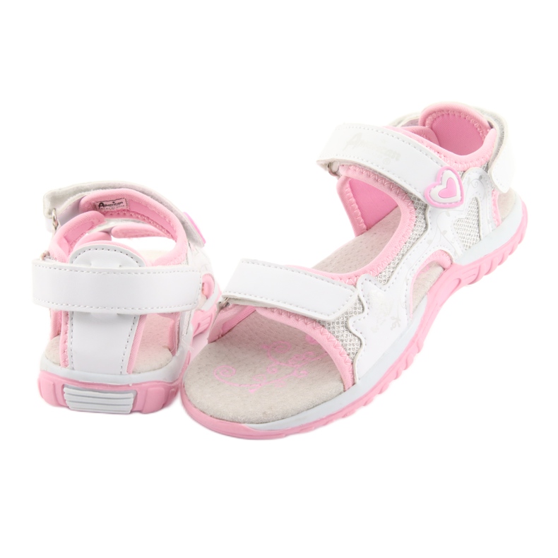 Sandali sportivi da bambina American Club bianca grigio rosa 4