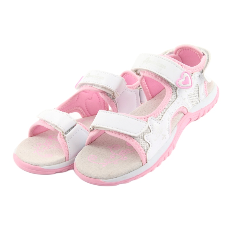 Sandali sportivi da bambina American Club bianco grigio rosa 3