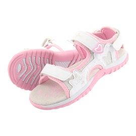 Sandali sportivi da bambina American Club bianca grigio rosa 5