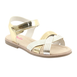 Sandali da bambina metallizzati American Club GC23 bianca grigio giallo 1