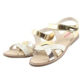 Sandali da bambina metallizzati American Club GC23 bianca grigio giallo 3