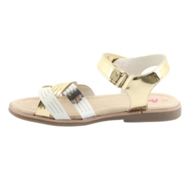 Sandali da bambina metallizzati American Club GC23 bianco grigio giallo 2