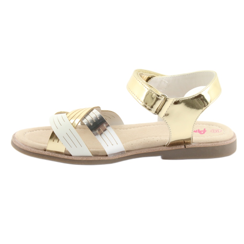 Sandali da bambina metallizzati American Club GC23 bianco grigio giallo 2