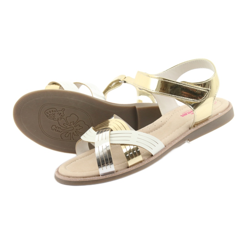 Sandali da bambina metallizzati American Club GC23 bianco grigio giallo 4