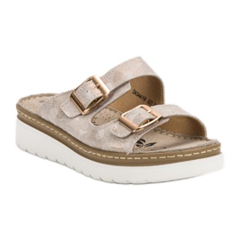 Filippo Comode pantofole in pelle marrone giallo 1