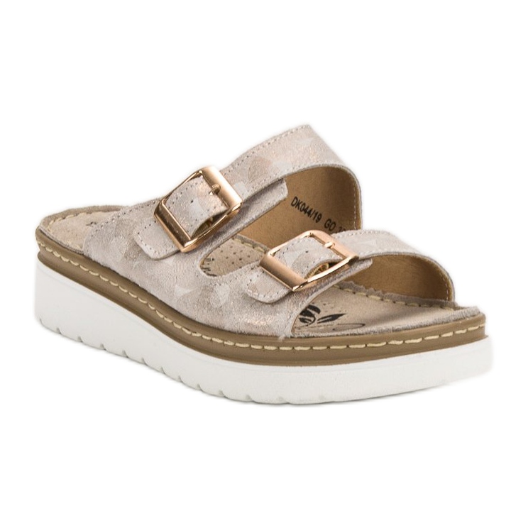 Filippo Comode pantofole in pelle marrone giallo 1