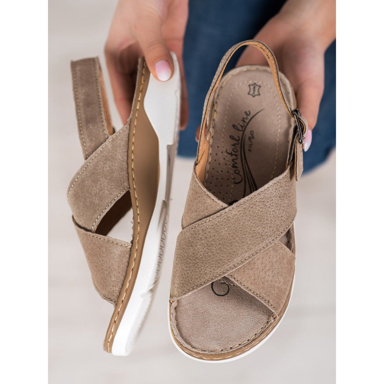 Filippo Sandali in pelle sulla piattaforma marrone 1