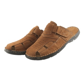 Pantofole da uomo leggere PU American Club CY05 fondo marrone 3