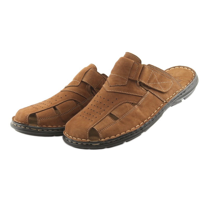 Pantofole da uomo leggere PU American Club CY05 fondo marrone 3