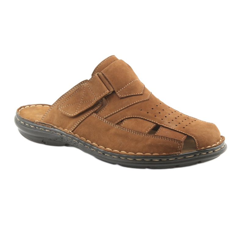 Pantofole da uomo leggere PU American Club CY05 fondo marrone 1