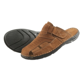 Pantofole da uomo leggere PU American Club CY05 fondo marrone 4