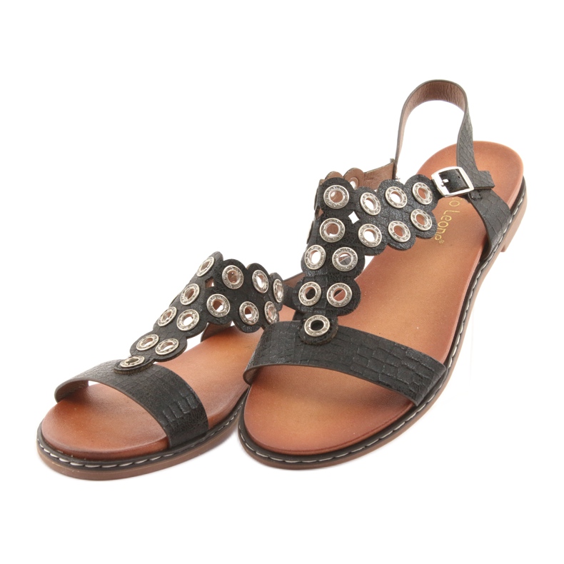 Sandali da donna con strass neri di Sergio Leone nero 3