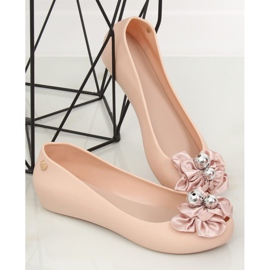 Ballerine meliski con fiocco rosa CK-86P Beige 2