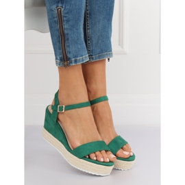 Sandali con zeppa espadrillas verdi LY9109 Verde 1