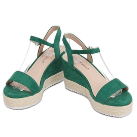 Sandali con zeppa espadrillas verdi LY9109 Verde 2