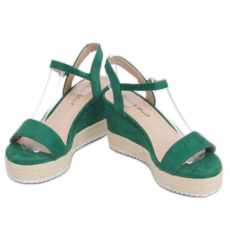 Sandali con zeppa espadrillas verdi LY9109 Verde 2