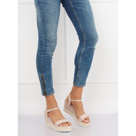 Sandali beige su espadrillas con zeppa LY9109 Beige 2