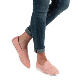 SHELOVET Slip in pelle scamosciata rosa 1