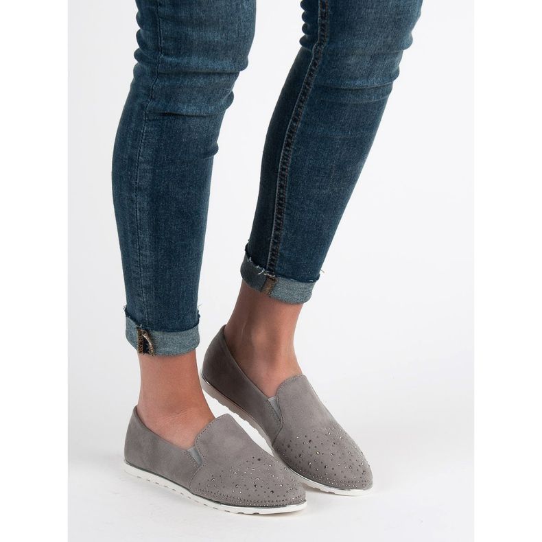 SHELOVET Slip in pelle scamosciata grigio 1
