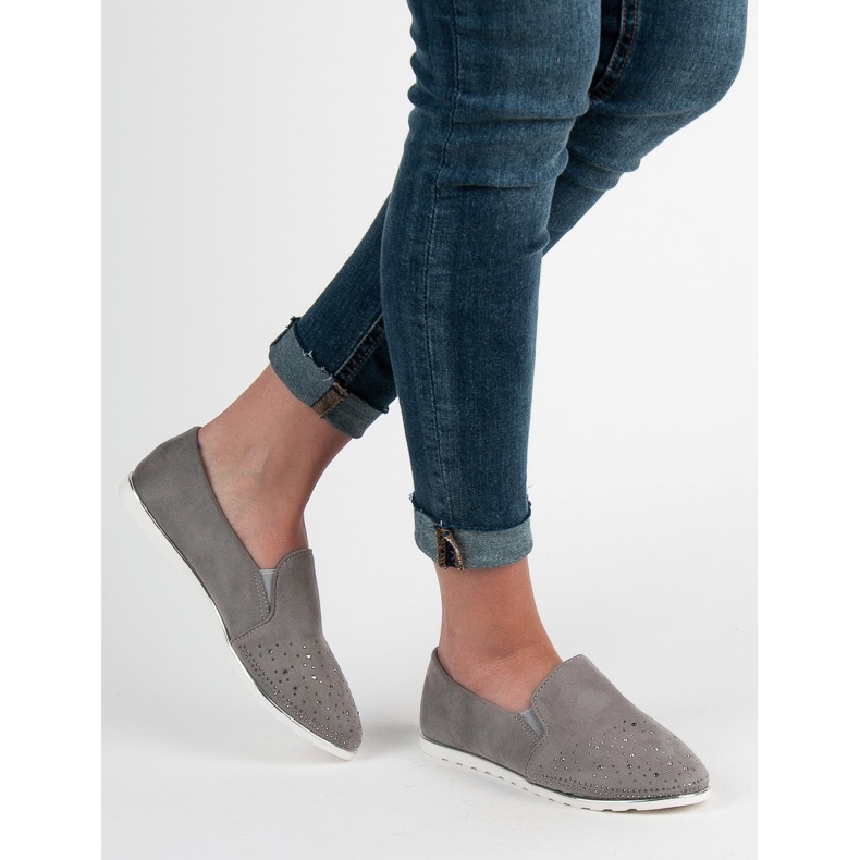 SHELOVET Slip in pelle scamosciata grigio 2