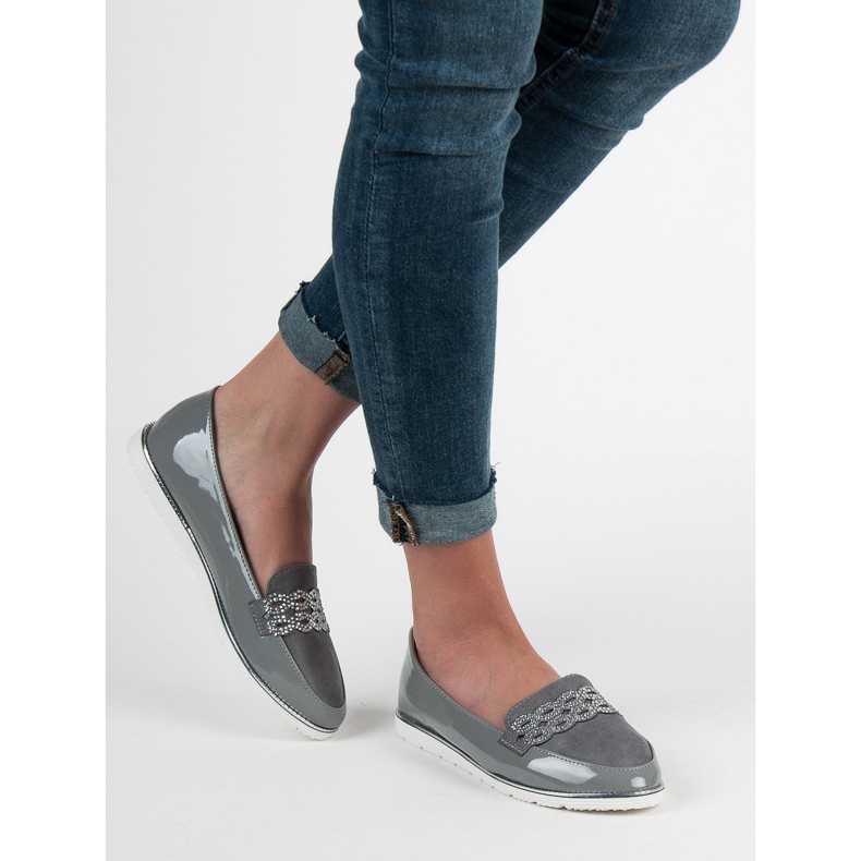 SHELOVET Mocassini laccati grigio 2