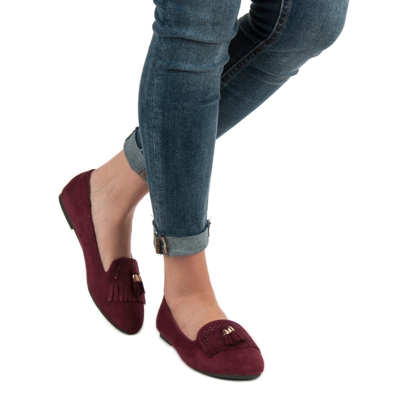 SHELOVET Mocassini con frange rosso 1