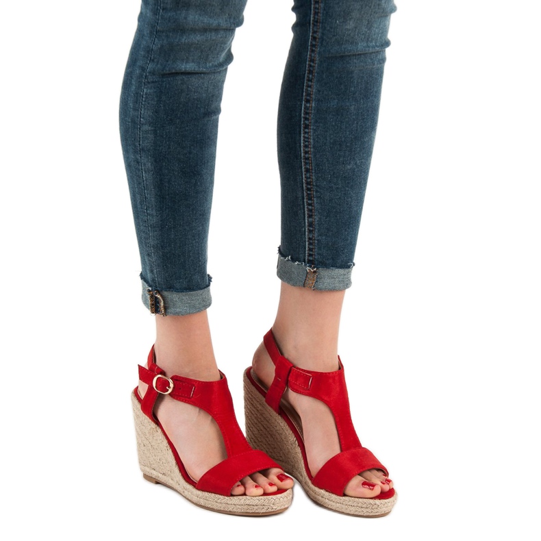 Anesia Paris Sandali con zeppa alla moda rosso 2