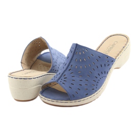 Pantofole da donna con zeppa Caprice 27351 jeans blu 4