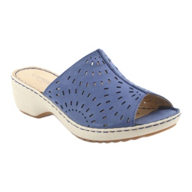 Pantofole da donna con zeppa Caprice 27351 jeans blu 1
