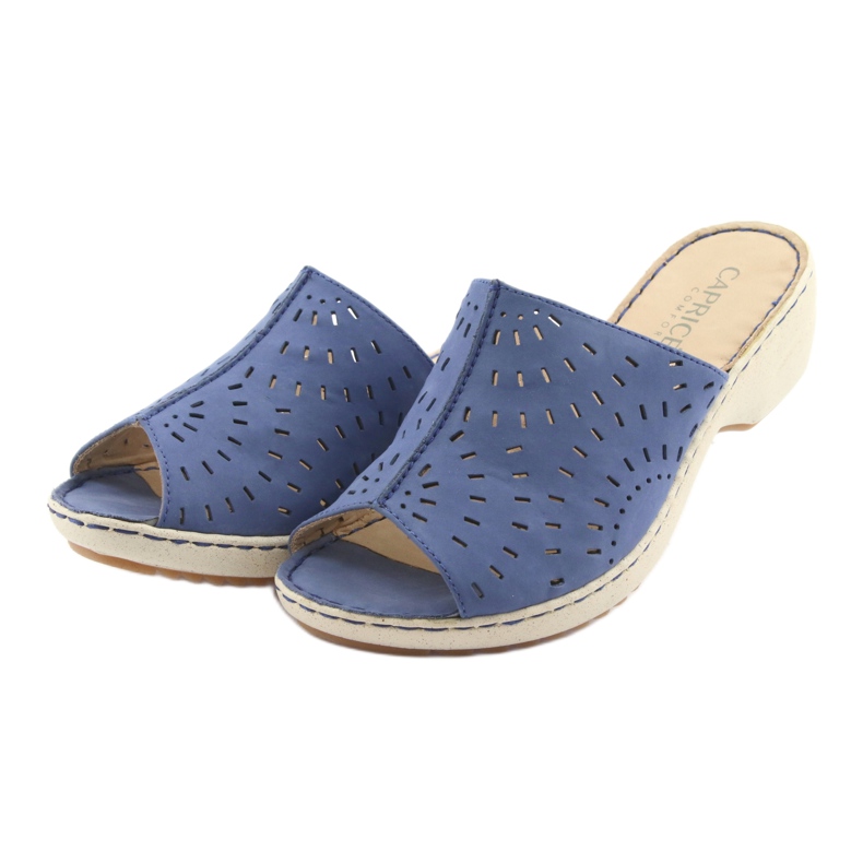 Pantofole da donna con zeppa Caprice 27351 jeans blu 3