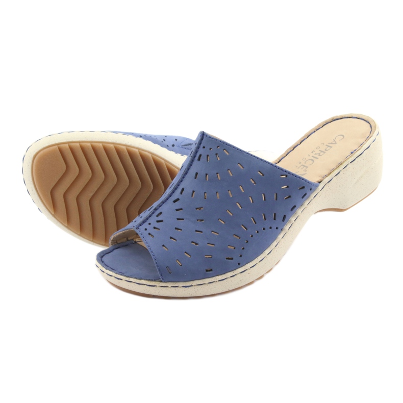 Pantofole da donna con zeppa Caprice 27351 jeans blu 5
