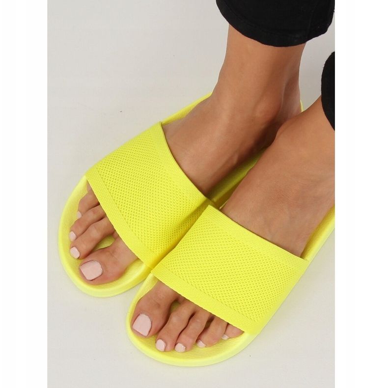 Pantofole con cintura in maglia gialla PT-110 Yellow giallo 2