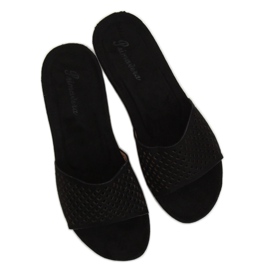 Nero traforato JS-03 Pantofole nere 2