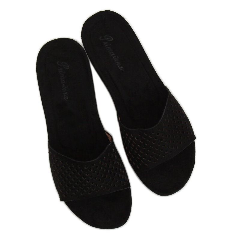 Nero traforato JS-03 Pantofole nere 2