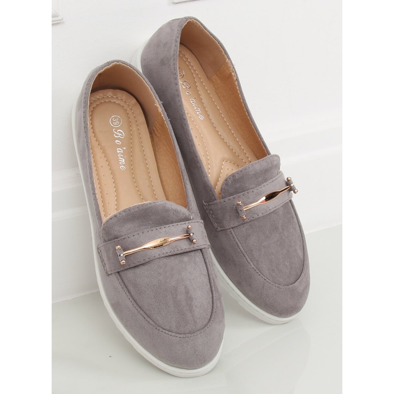 Grigio Mocassini grigi da donna BJ600-E25 Grigio 2