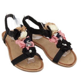 Sandali neri con fiori 218-174 Nero 1