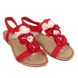 Sandali con fiori rosso 218-174 Rosso 1