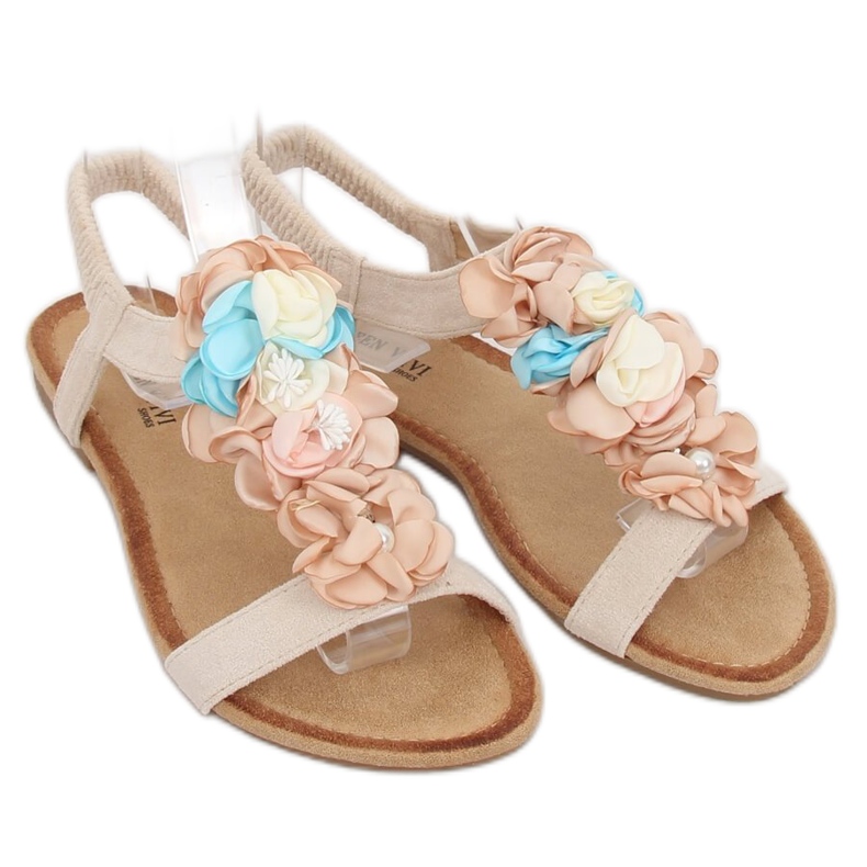 Sandali beige con fiori 218-174 Beige 1
