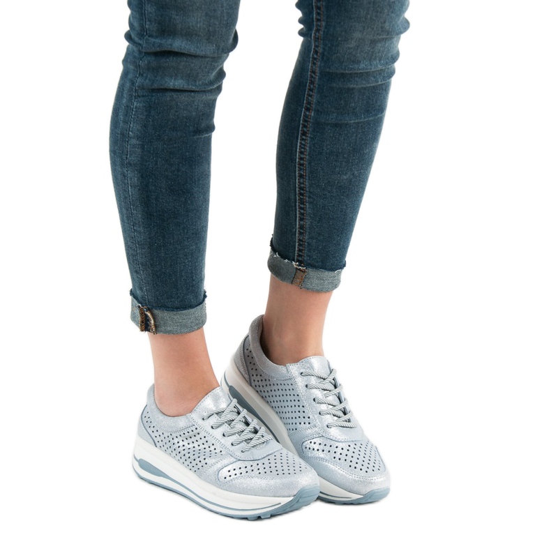 Filippo Scarpe in broccato di pelle blu 2