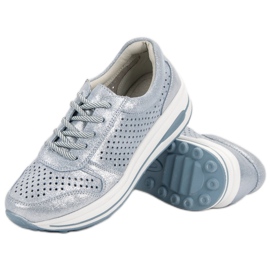 Filippo Scarpe in broccato di pelle blu 1