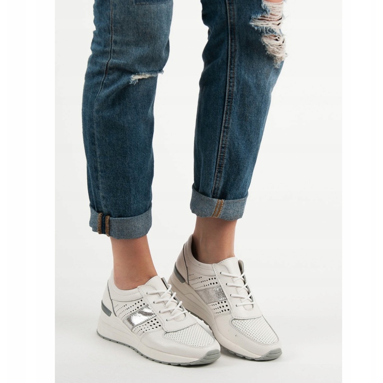 Filippo Sneakers con zeppa in pelle bianco 2