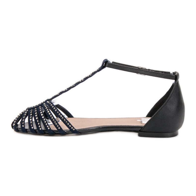 SHELOVET Sandali alla moda con zirconi cubici nero blu 2